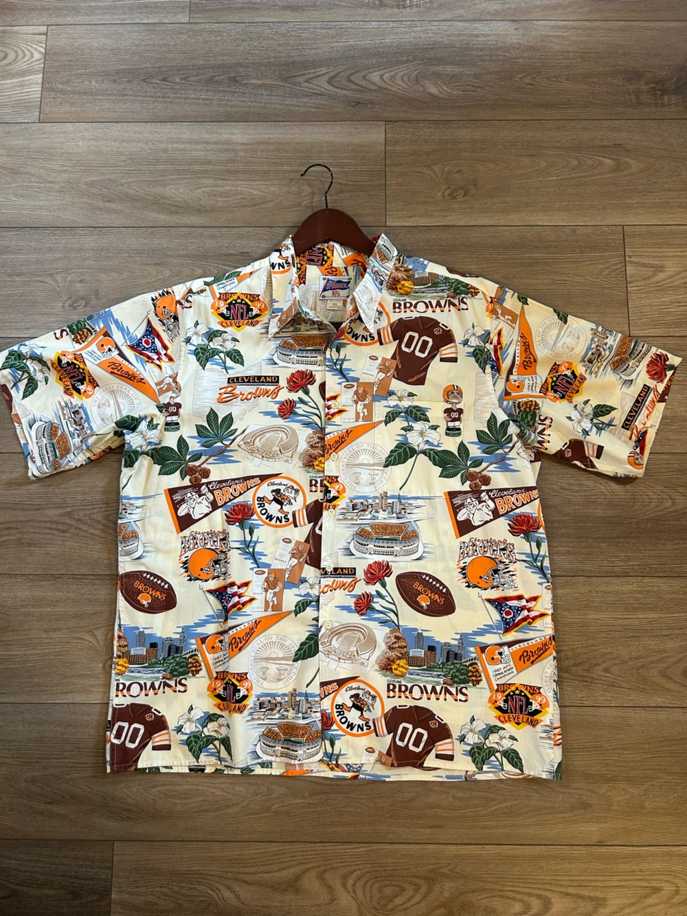 Reyn Spooner Cleveland Browns NFL Hawaiian Shirt Aloha XL USA Made